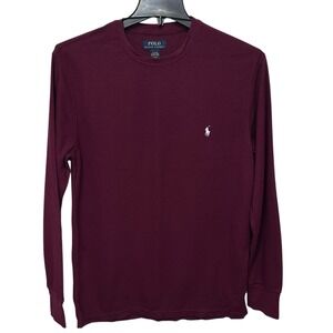 Polo Ralph Lauren Sleep Pajama Shirt Mens Large Burgundy Thermal Long Sleeve